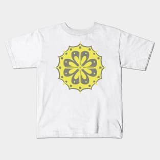 Floral Mandala - yellow and gray Kids T-Shirt